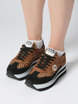 Sneakers Met Platformzool Flex M Jogger Uit Leder No name Bruin women IMHP01KC-vue-porte